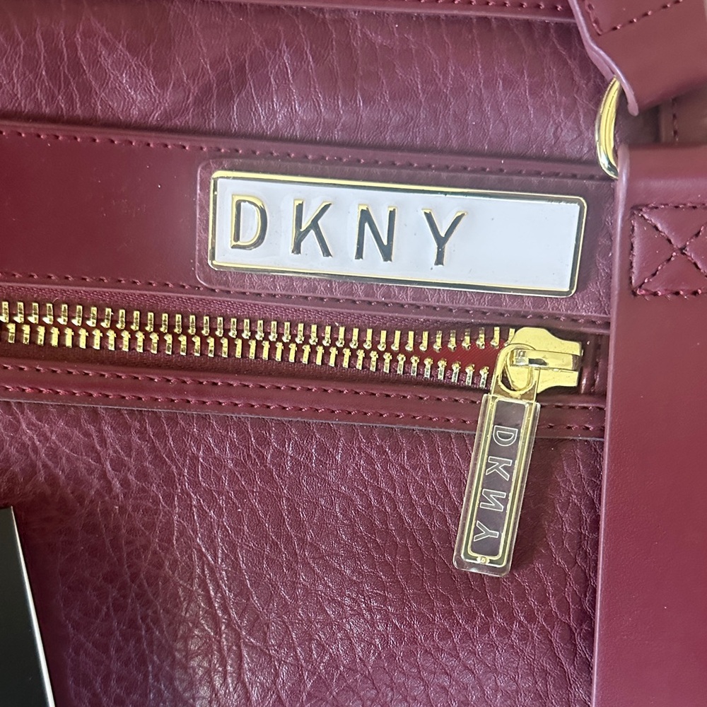 DKNY Red Leather Travel Bag - Picture 2 of 3